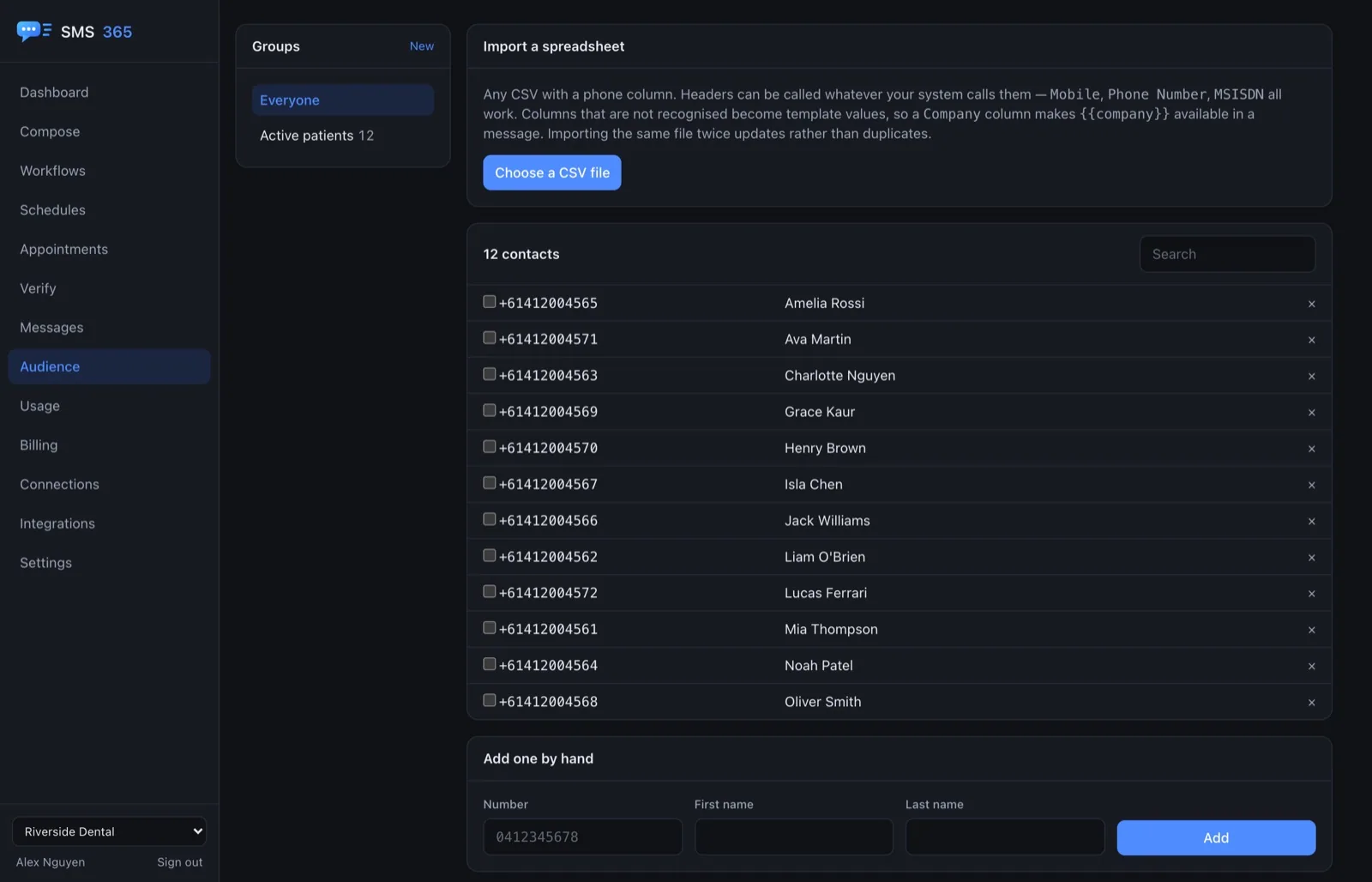 Contacts and lists in the console